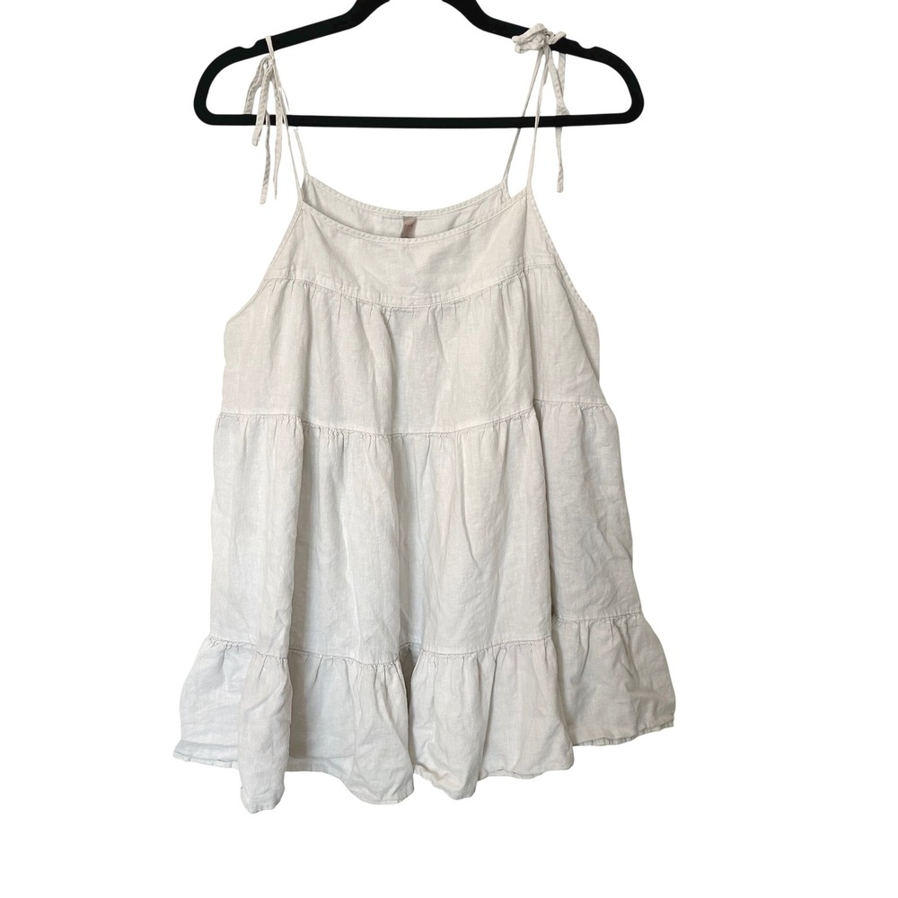 Victoria's Secret Large linen cotton blend tiered camisole mini dress tank bone